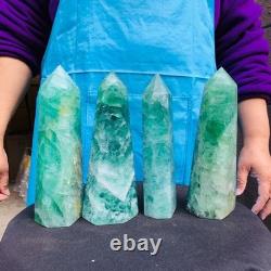 4piece Natural rainbow fluorite Obelisk Crystal Mineral specimen Healing 6.84LB