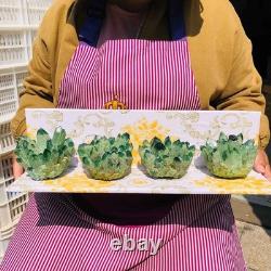 4pieces 3.71LB New Find green PhantomQuartz Crystal Cluster MineralSpecimen 1832