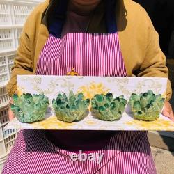 4pieces 3.71LB New Find green PhantomQuartz Crystal Cluster MineralSpecimen 1832