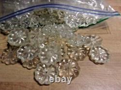 500 Antique Vintage Clear Glass Crystal Flower Rosette Prisms pieces 1 DIA