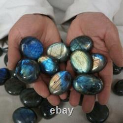 50 Pieces Natural Rainbow Labradorite Crystal Gem Spectrolite Palm Stone Healing