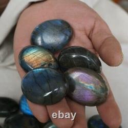 50 Pieces Natural Rainbow Labradorite Crystal Gem Spectrolite Palm Stone Healing