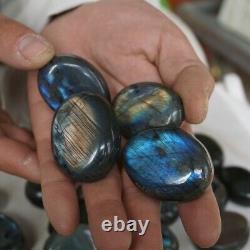 50 Pieces Natural Rainbow Labradorite Crystal Gem Spectrolite Palm Stone Healing