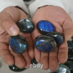 50 Pieces Natural Rainbow Labradorite Crystal Gem Spectrolite Palm Stone Healing