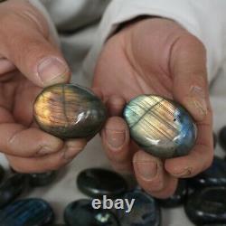 50 Pieces Natural Rainbow Labradorite Crystal Gem Spectrolite Palm Stone Healing