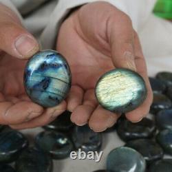 50 Pieces Natural Rainbow Labradorite Crystal Gem Spectrolite Palm Stone Healing