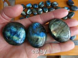 50 Pieces Natural Rainbow Labradorite Crystal Gen Spectrolite Palm Stone Healing