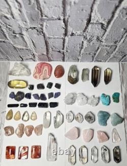 58-Piece Crystal & Cabochon Lot Herkimer, Tanzanite, Fire Quartz & More