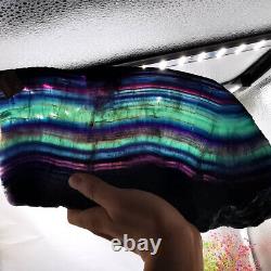 5.35LB Natural Rainbow Fluorite Crystal Slab Quartz Piece Healing Specimen Stone