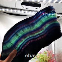 5.35LB Natural Rainbow Fluorite Crystal Slab Quartz Piece Healing Specimen Stone