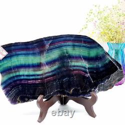 5.35LB Natural Rainbow Fluorite Crystal Slab Quartz Piece Healing Specimen Stone