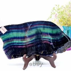 5.35LB Natural Rainbow Fluorite Crystal Slab Quartz Piece Healing Specimen Stone