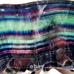 5.35LB Natural Rainbow Fluorite Crystal Slab Quartz Piece Healing Specimen Stone