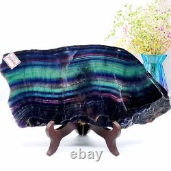 5.35LB Natural Rainbow Fluorite Crystal Slab Quartz Piece Healing Specimen Stone