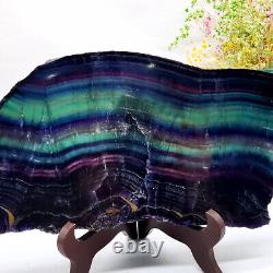 5.35LB Natural Rainbow Fluorite Crystal Slab Quartz Piece Healing Specimen Stone