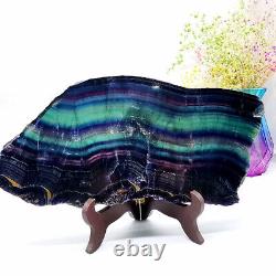 5.35LB Natural Rainbow Fluorite Crystal Slab Quartz Piece Healing Specimen Stone