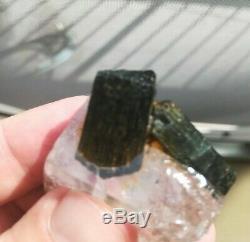 5 3/4 USA Size Metal Free Rough Green Tourmaline In Quartz One Piece Ring