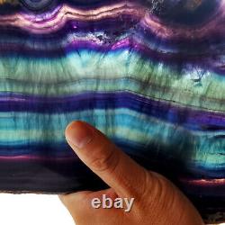 5.55LB Natural Rainbow Fluorite Crystal Slab Quartz Piece Healing Specimen Stone
