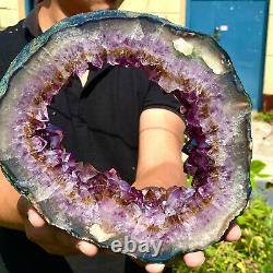5.85LB Amazing large and thick natural amethyst hole piece F488