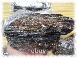 5 LARGE 17LBS BLACK TOURMALINE ROUGH CRYSTAL PIECES with LOTS of MICA