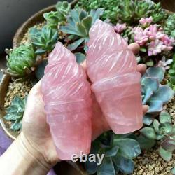 600g Natural Rose Quartz Ice Cream Healing Pink Crystal Decoration Gift