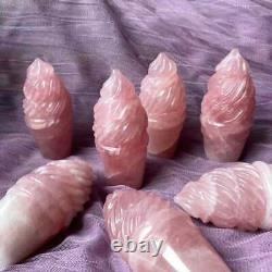 600g Natural Rose Quartz Ice Cream Healing Pink Crystal Decoration Gift