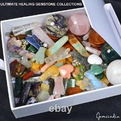 6300 Ct Natural Crystal Healing Mineral Real Gemstones Specimen Gift Box92 Pcs