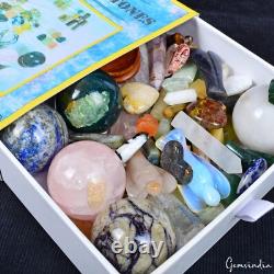 6300 Ct Natural Crystal Healing Mineral Real Gemstones Specimen Gift Box92 Pcs