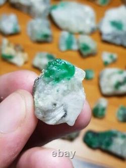 680-Gram Natural Emerald Specimen 32 Pieces From Swat Mine Pakistan