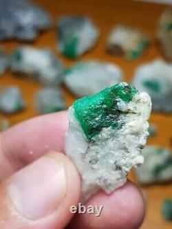 680-Gram Natural Emerald Specimen 32 Pieces From Swat Mine Pakistan