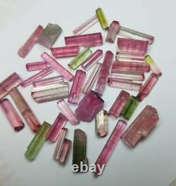 68 Carat 39 Pieces Top Quality Hot Pink Bi Color Tourmaline Crystal Lot