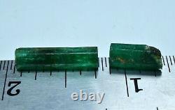 6.10 Carat Two Pieces Natural Green Color Terminated Emerald Crystal