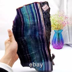 6.48LB Natural Rainbow Fluorite Crystal Slab Quartz Piece Healing Specimen Stone