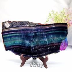 6.48LB Natural Rainbow Fluorite Crystal Slab Quartz Piece Healing Specimen decor