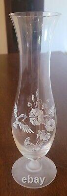 6 Piece Lot Of Vintage Avon Etched Crystal Hummingbird Glass