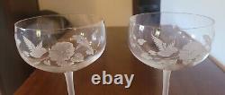 6 Piece Lot Of Vintage Avon Etched Crystal Hummingbird Glass