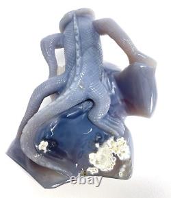 7.0'' Natural Agate Geode Lizard Hand Carved Crystal Sculpture, Home Decorator