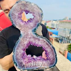 7.28lb Natural Amethyst geode quartz crystal Hand cut piece specimen Healing