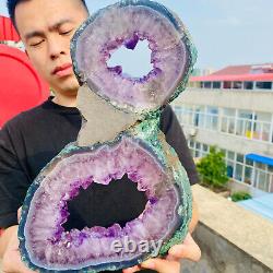 7.28lb Natural Amethyst geode quartz crystal Hand cut piece specimen Healing