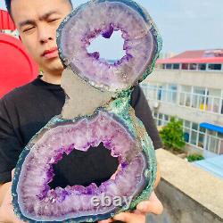 7.28lb Natural Amethyst geode quartz crystal Hand cut piece specimen Healing