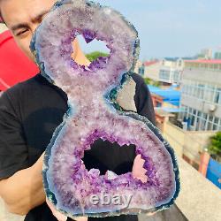 7.28lb Natural Amethyst geode quartz crystal Hand cut piece specimen Healing