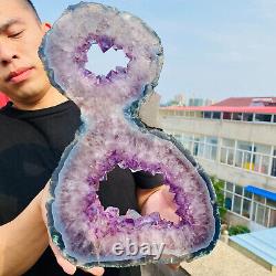 7.28lb Natural Amethyst geode quartz crystal Hand cut piece specimen Healing