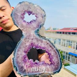 7.28lb Natural Amethyst geode quartz crystal Hand cut piece specimen Healing