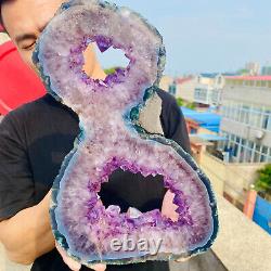 7.28lb Natural Amethyst geode quartz crystal Hand cut piece specimen Healing