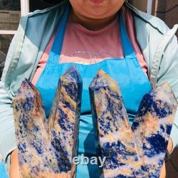 7.32LB 2pcs Natural Blue Striped Stone Multi Pointed Head Quartz Crystal Colum