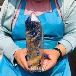 7.32LB 2pcs Natural Blue Striped Stone Multi Pointed Head Quartz Crystal Colum