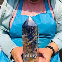 7.32LB 2pcs Natural Blue Striped Stone Multi Pointed Head Quartz Crystal Colum