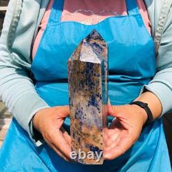 7.32LB 2pcs Natural Blue Striped Stone Multi Pointed Head Quartz Crystal Colum
