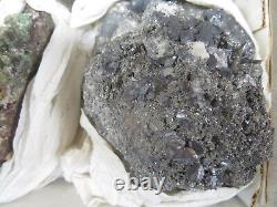 7 Piece Mix Mineral Specimen Flat Kottigite, Conicalcite, Malachite, Galena