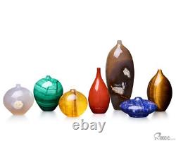 7 Pieces Hand Carved Crystal Vases Sculpture with Box, Crystal Healing 7 Pieces Hand Carved Crystal Vases Sculpture with Box, Crystal Healing